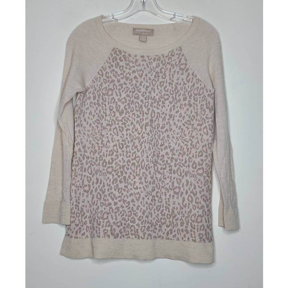 Banana Republic leopard print merino wool sweater - small